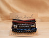 Boho leather and bead bracelet, featuring a mix of textures for a free-spirited look