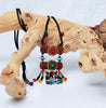 Hippie style long necklace featuring eclectic beads and bohemian-inspired elements | Red