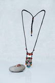 Hippie style long necklace featuring eclectic beads and bohemian-inspired elements | Red