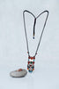 Hippie style long necklace featuring eclectic beads and bohemian-inspired elements | Red