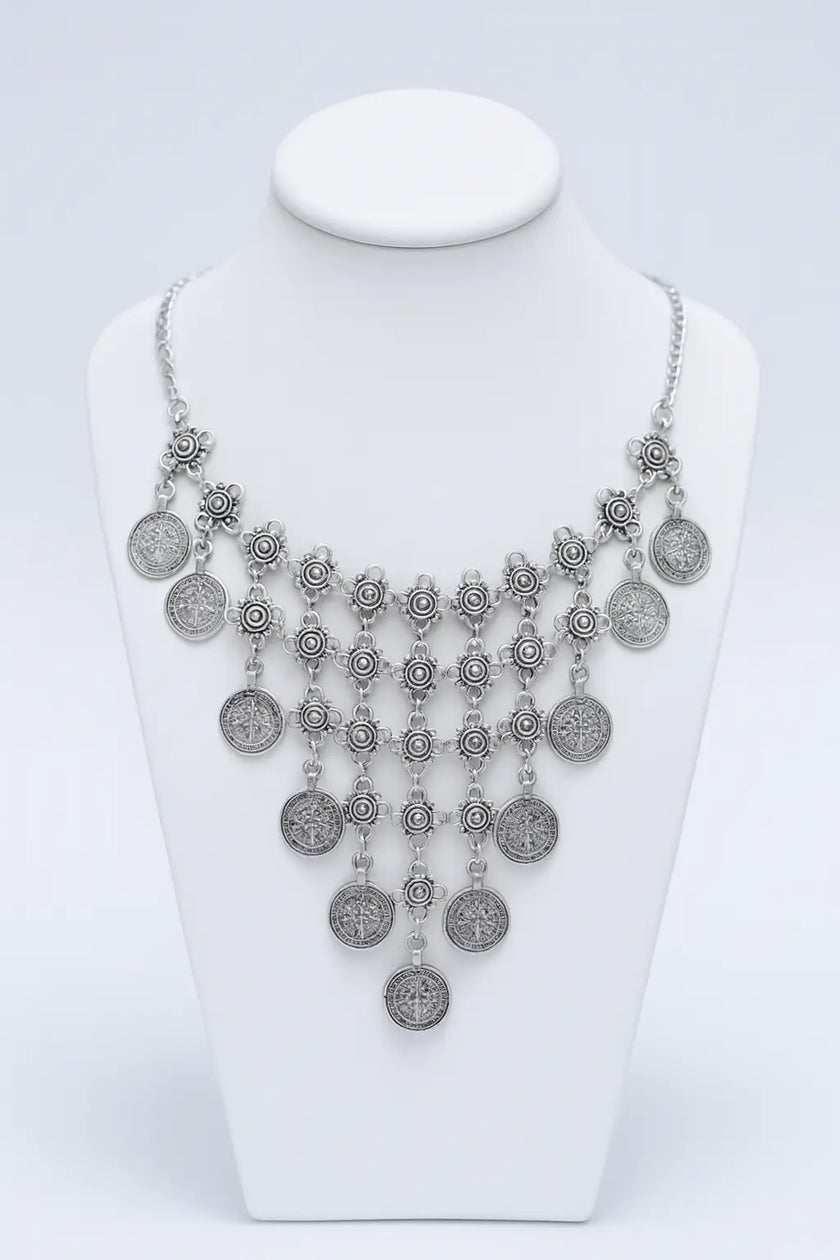 Silver Net Necklace Zari Hijabeez