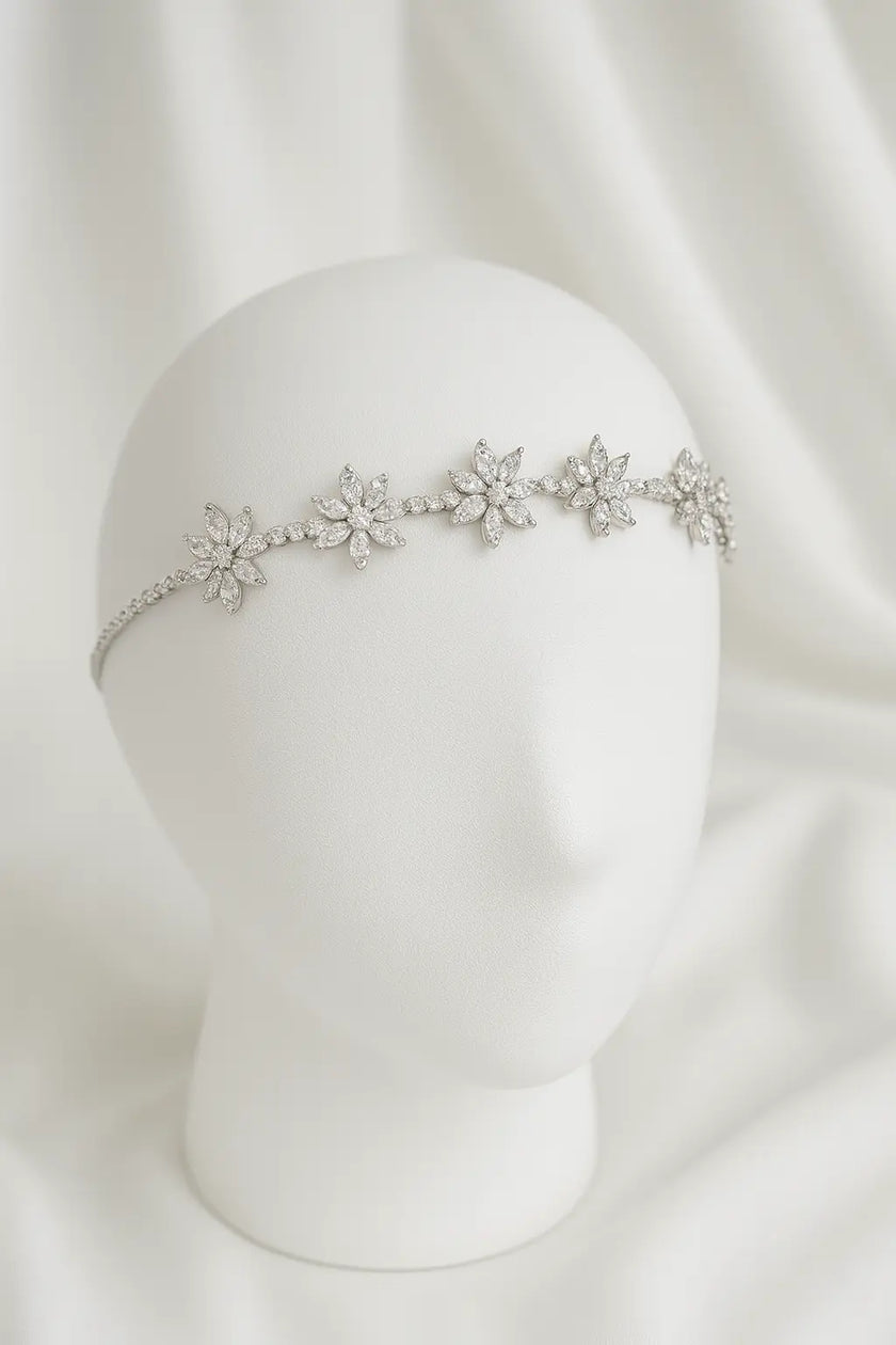 Luxury Crystal Floral Headband – Bridal & Formal Hairpiece Zari Hijabeez