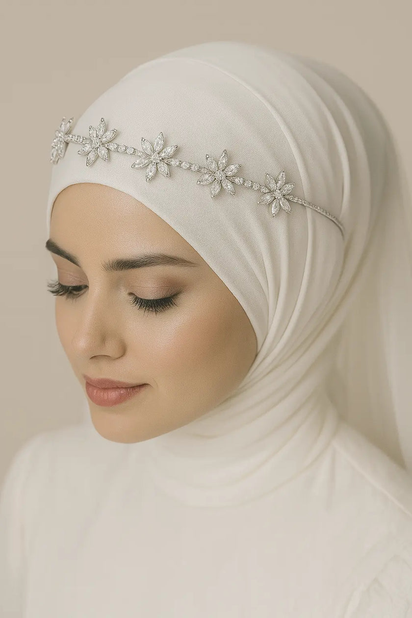 Luxury Crystal Floral Headband – Bridal & Formal Hairpiece Zari Hijabeez