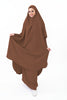 Two-piece abaya set featuring fitted sleeves and a skirt, offering elegance and versatility | Khaki