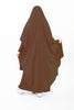 Two-piece abaya set featuring fitted sleeves and a skirt, offering elegance and versatility | Khaki