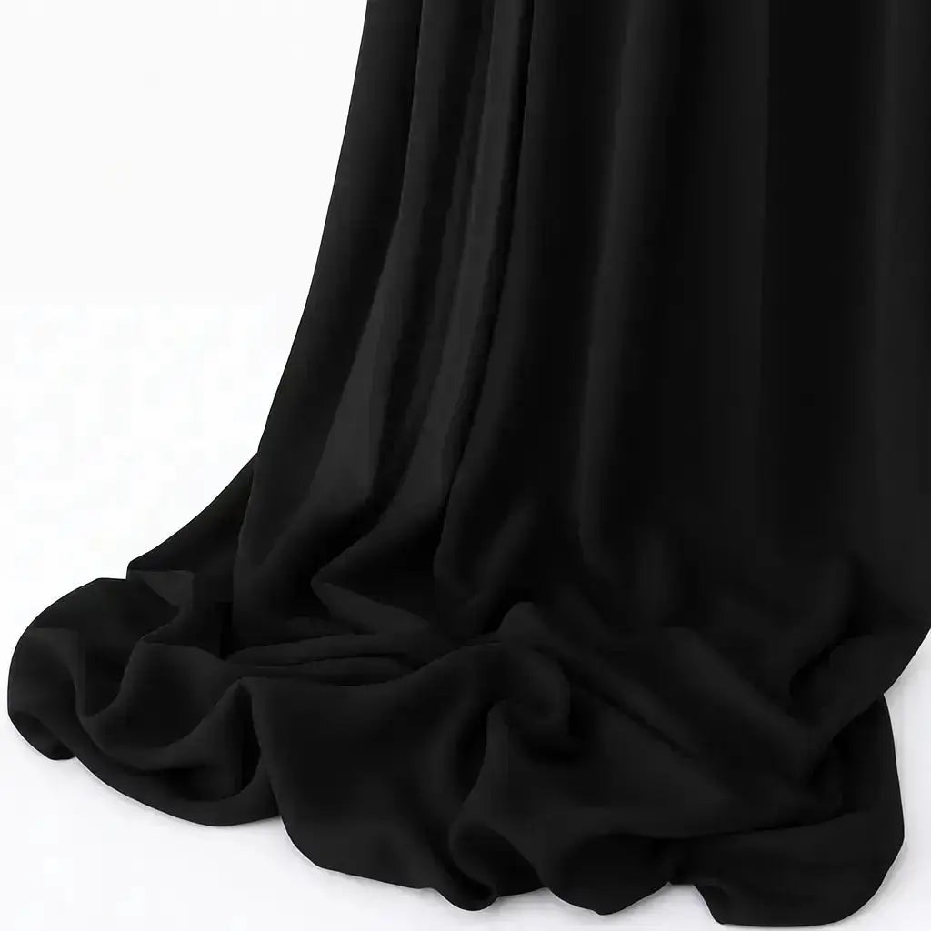 Madina Silk Hijab – Semi-shine, non-slip, soft and breathable. Luxurious, heavy, and comfortable hijab with a matte look, size 180x70cm. | Velvet Black