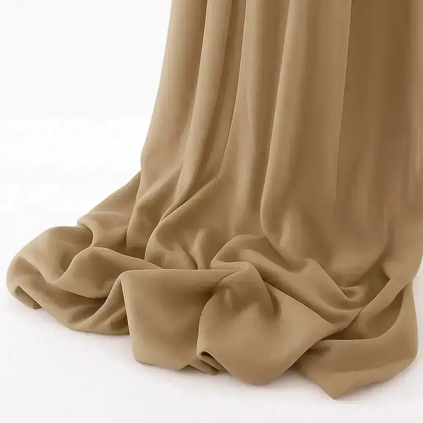 Camel Beige Madina Silk Hijab with a soft, matte finish. Breathable, lightweight, and non-slip fabric, perfect for elegant and comfortable modest fashion styling. | Camel Beige