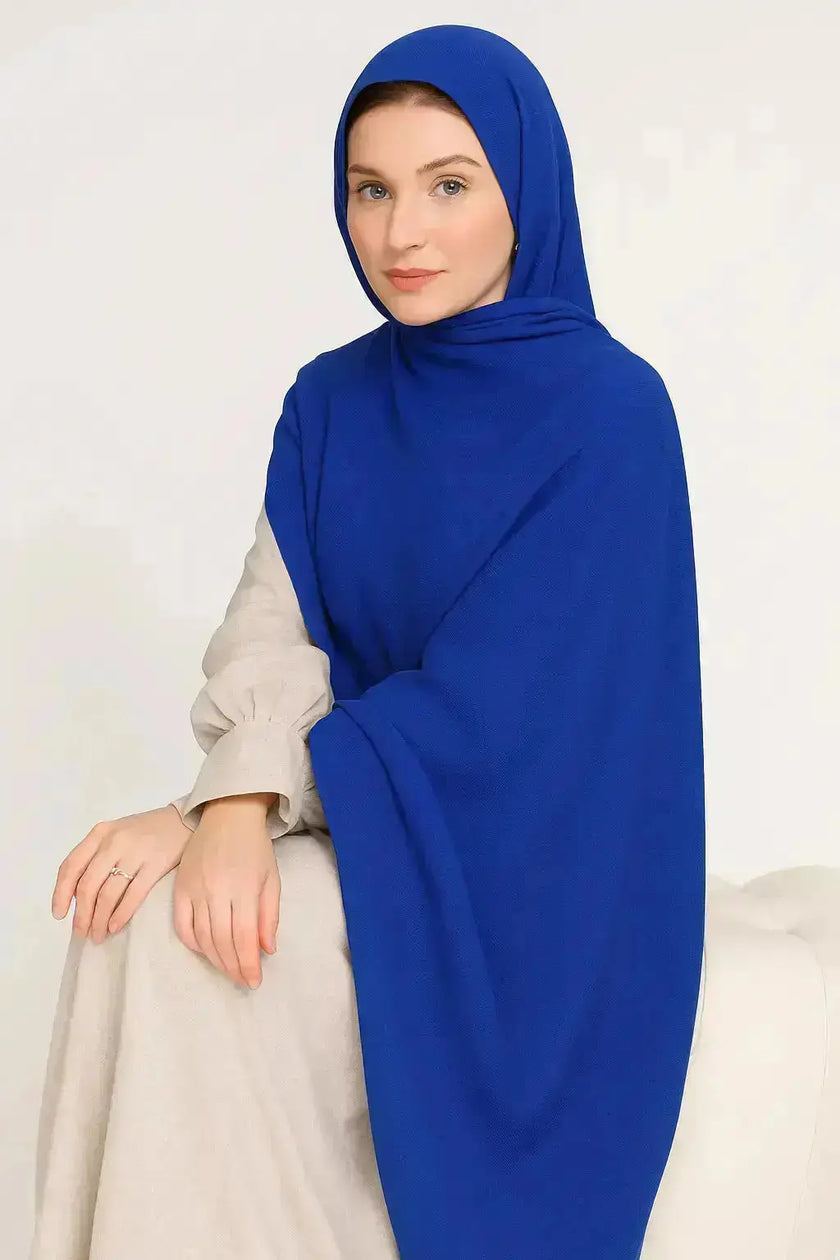 modal fabric hijab, haute hijab modal, hijab modal, pink modal hijab, soft, breathable, non-slip, cotton fabric | Blue