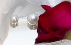 Double-sided pearl beads hijab pins | White