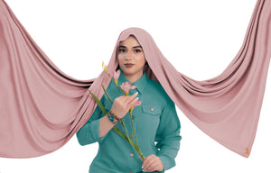 Long bamboo jersey hijab, offering unmatched softness and quality for all-day comfort | Pink