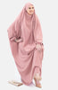 Comfortable and wrinkle-free one-piece hijab long abaya, offering effortless elegance and full coverage from neck to ankles | Pink