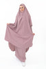 Two-piece abaya set featuring fitted sleeves and a skirt, offering elegance and versatility | Pink