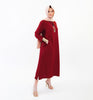 Long linen shirt with one side pocket, modest and comfortable for casual outings | Maroon