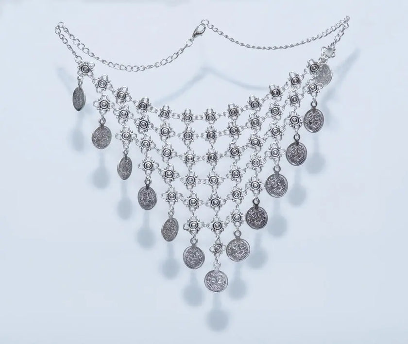 Silver Net Necklace Zari Hijabeez