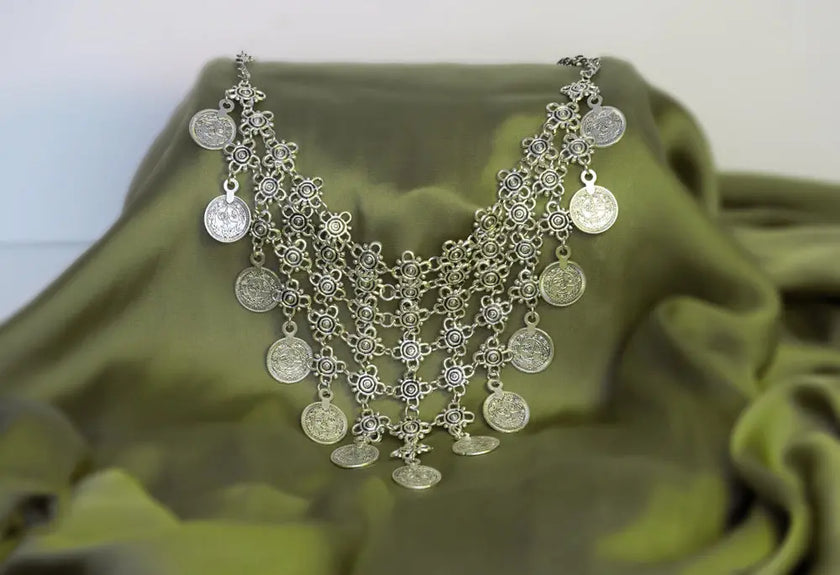 Silver Net Necklace Zari Hijabeez