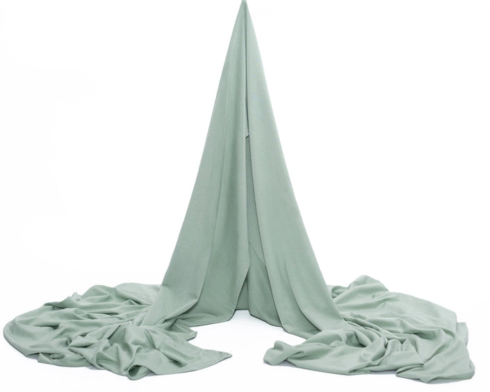 Bamboo jersey hijab, lightweight and breathable, made from eco-friendly bamboo and spandex blend. Perfect for modest fashion styling | Sage Green