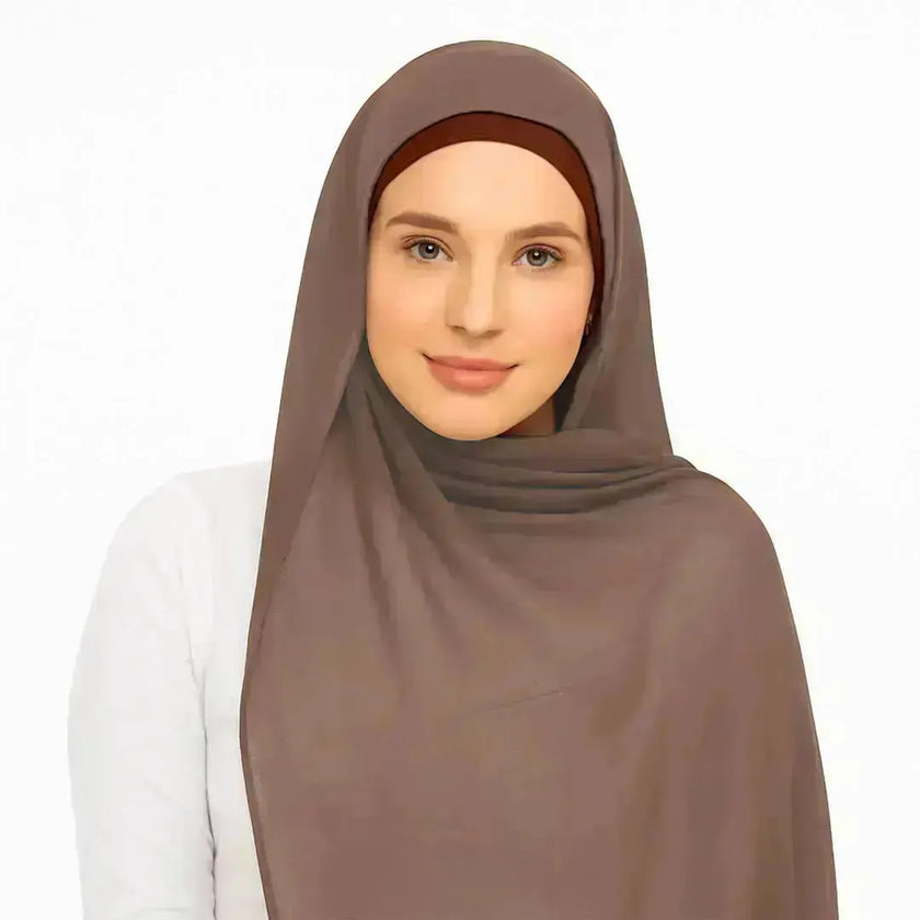 modal fabric hijab, haute hijab modal, hijab modal, pink modal hijab, soft, breathable, non-slip, cotton fabric | Beige