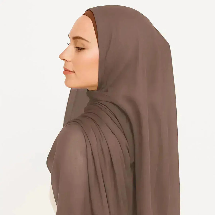 modal fabric hijab, haute hijab modal, hijab modal, pink modal hijab, soft, breathable, non-slip, cotton fabric | Beige