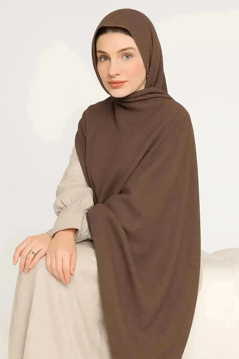 modal fabric hijab, haute hijab modal, hijab modal, pink modal hijab, soft, breathable, non-slip, cotton fabric | Beige