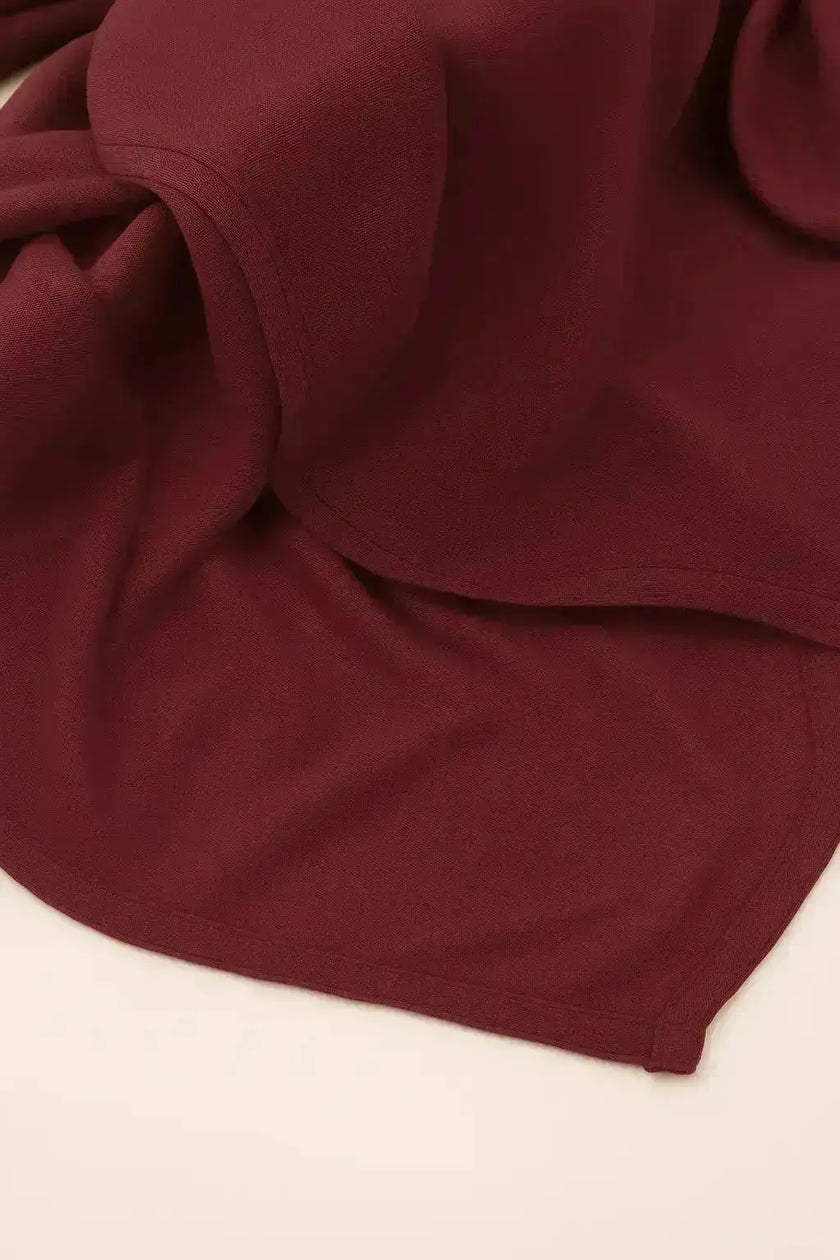 modal fabric hijab, haute hijab modal, hijab modal, pink modal hijab, soft, breathable, non-slip, cotton fabric | Burgundy