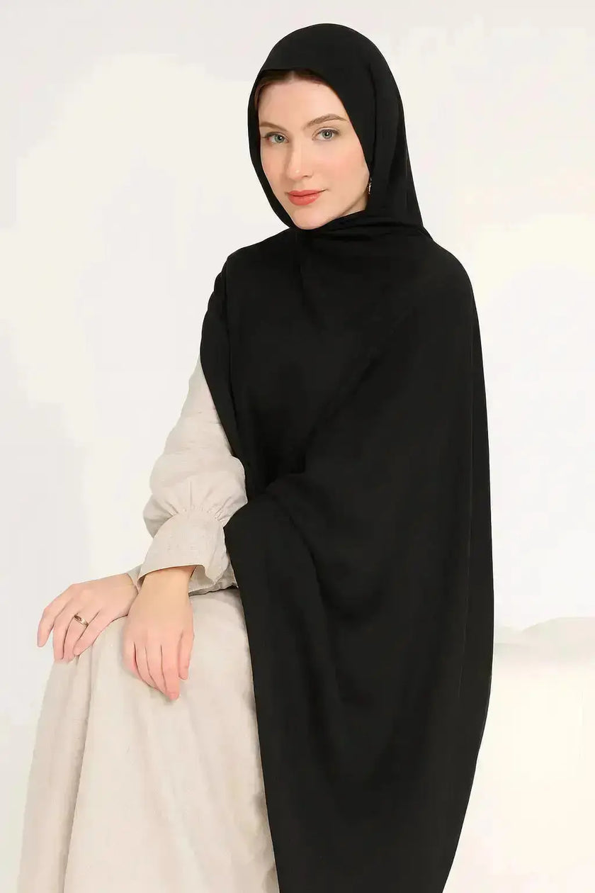 modal fabric hijab, haute hijab modal, hijab modal, pink modal hijab, soft, breathable, non-slip, cotton fabric | Black