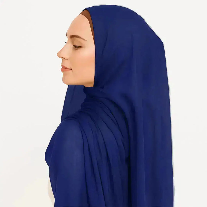 modal fabric hijab, haute hijab modal, hijab modal, pink modal hijab, soft, breathable, non-slip, cotton fabric | Blue
