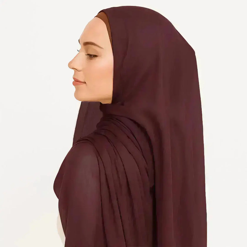modal fabric hijab, haute hijab modal, hijab modal, pink modal hijab, soft, breathable, non-slip, cotton fabric | Burgundy