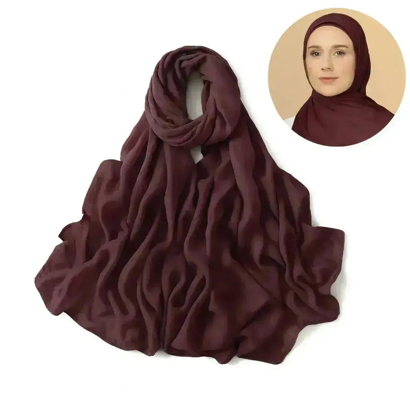 modal fabric hijab, haute hijab modal, hijab modal, pink modal hijab, soft, breathable, non-slip, cotton fabric | Burgundy