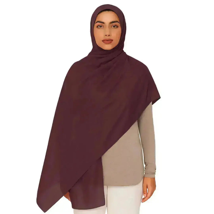 modal fabric hijab, haute hijab modal, hijab modal, pink modal hijab, soft, breathable, non-slip, cotton fabric | Burgundy