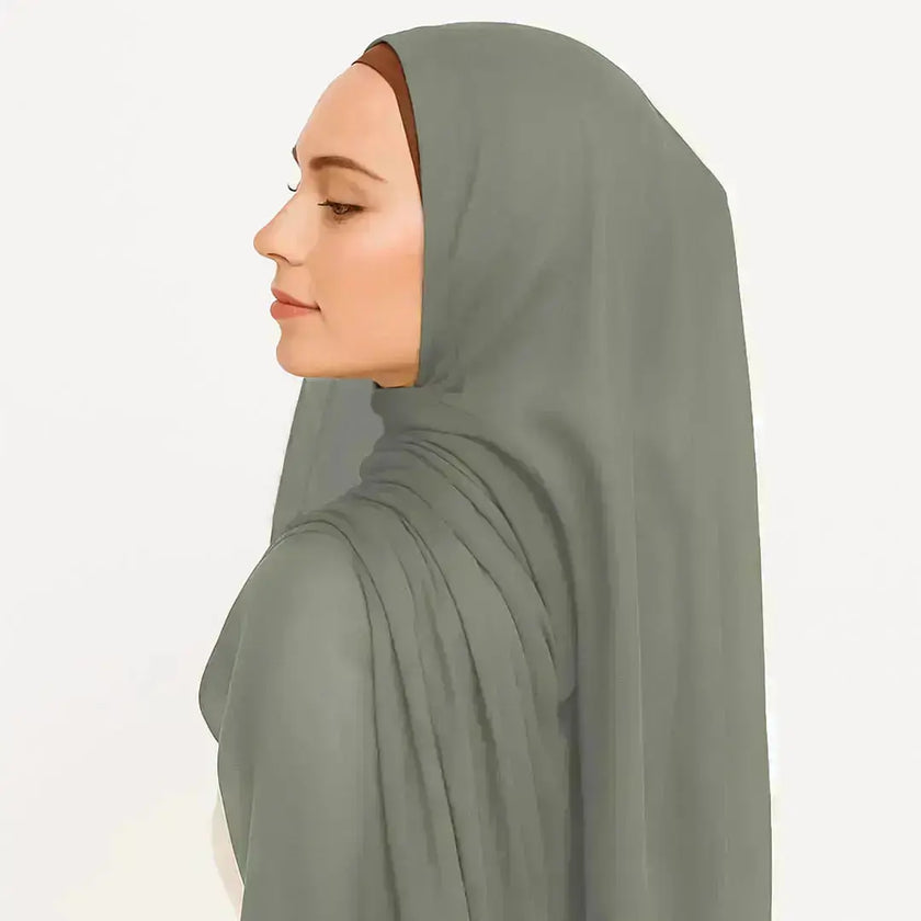 modal fabric hijab, haute hijab modal, hijab modal, pink modal hijab, soft, breathable, non-slip, cotton fabric | Green