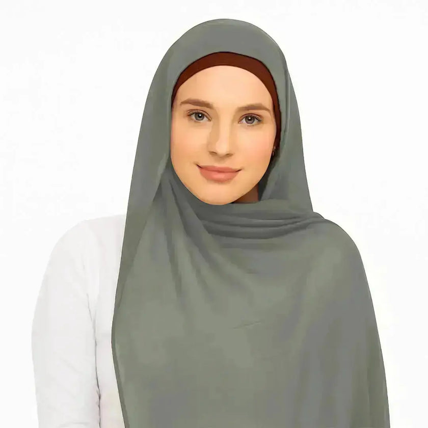 modal fabric hijab, haute hijab modal, hijab modal, pink modal hijab, soft, breathable, non-slip, cotton fabric | Green