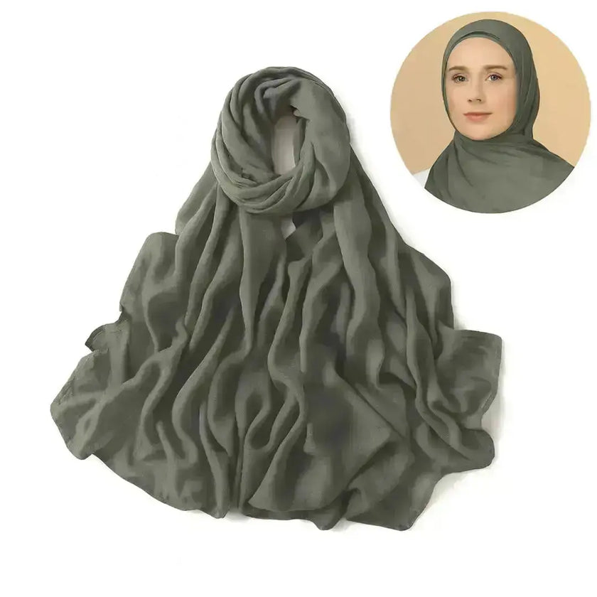 modal fabric hijab, haute hijab modal, hijab modal, pink modal hijab, soft, breathable, non-slip, cotton fabric | Green