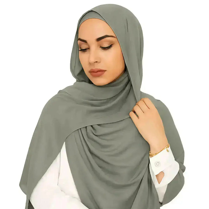 modal fabric hijab, haute hijab modal, hijab modal, pink modal hijab, soft, breathable, non-slip, cotton fabric | Green