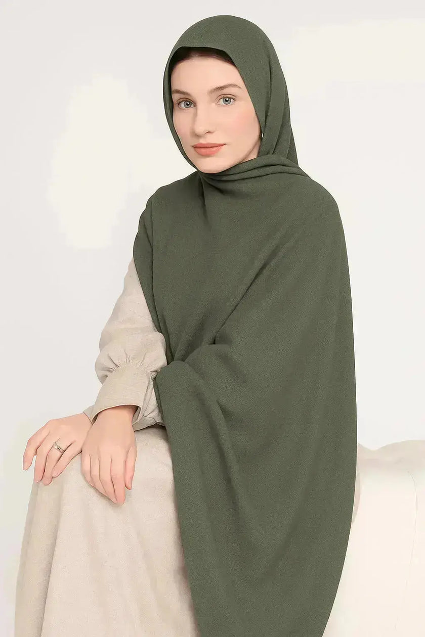 modal fabric hijab, haute hijab modal, hijab modal, pink modal hijab, soft, breathable, non-slip, cotton fabric | Green