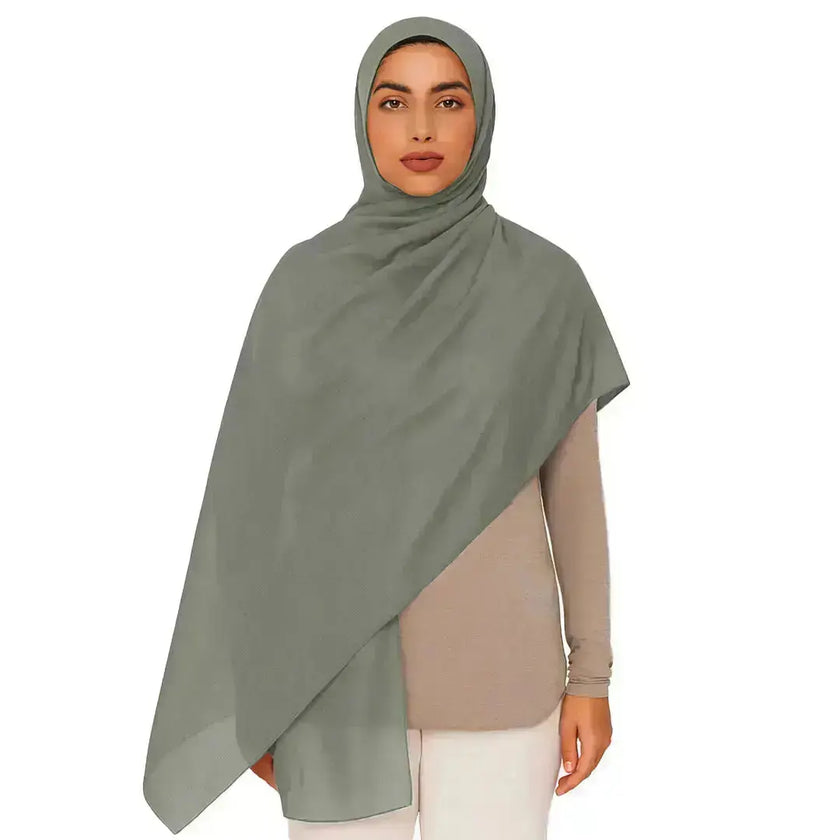 modal fabric hijab, haute hijab modal, hijab modal, pink modal hijab, soft, breathable, non-slip, cotton fabric | Green