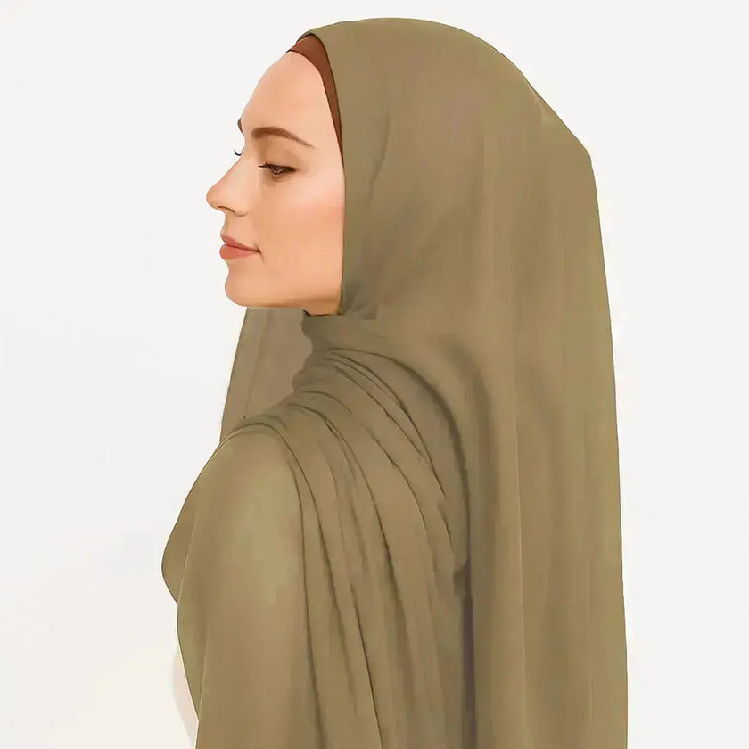 modal fabric hijab, haute hijab modal, hijab modal, pink modal hijab, soft, breathable, non-slip, cotton fabric | Mustard