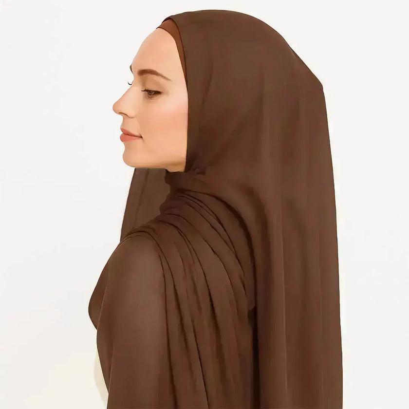 modal fabric hijab, haute hijab modal, hijab modal, pink modal hijab, soft, breathable, non-slip, cotton fabric | Khaki