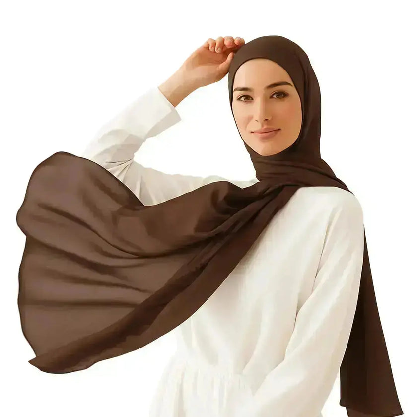 modal fabric hijab, haute hijab modal, hijab modal, pink modal hijab, soft, breathable, non-slip, cotton fabric | Khaki