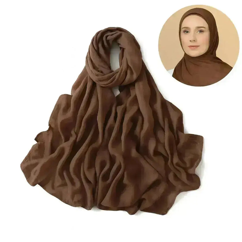 modal fabric hijab, haute hijab modal, hijab modal, pink modal hijab, soft, breathable, non-slip, cotton fabric | Khaki