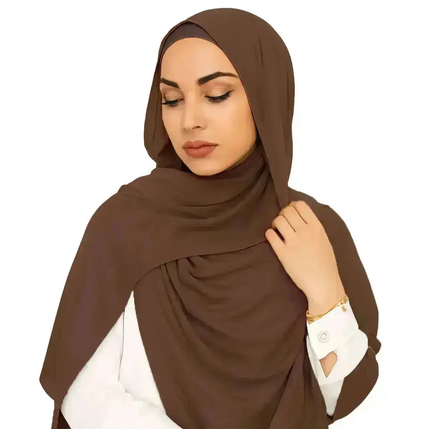 modal fabric hijab, haute hijab modal, hijab modal, pink modal hijab, soft, breathable, non-slip, cotton fabric | Khaki