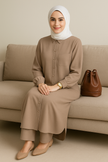 Modest Button-Down Two-Piece Set | Flowy Tunic & Trousers