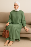 Modest Button-Down Two-Piece Set | Flowy Tunic & Trousers