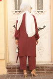 Modest Button-Down Two-Piece Set – Elegant Long Shirt with Matching Trousers