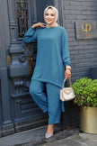 Modest Button-Down Two-Piece Set – Elegant Long Shirt with Matching Trousers