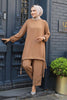 Modest Button-Down Two-Piece Set – Elegant Long Shirt with Matching Trousers