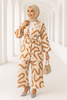 Modest Two-Piece Printed Set – Belted Kimono Top & Wide-Leg Pants