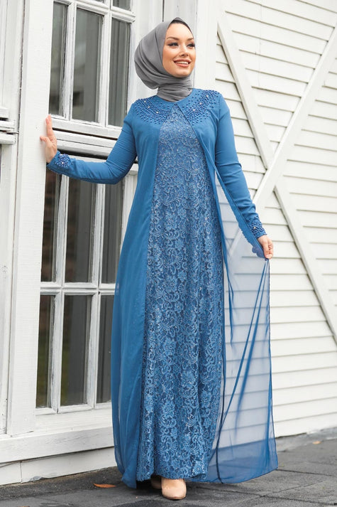 Elegant Lace Chiffon Overlay Gown – Modest Formal Dress for Women