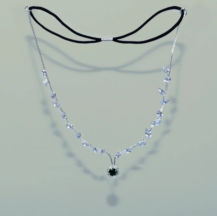 Forehead jewelry adorned with shiny stones | Silver