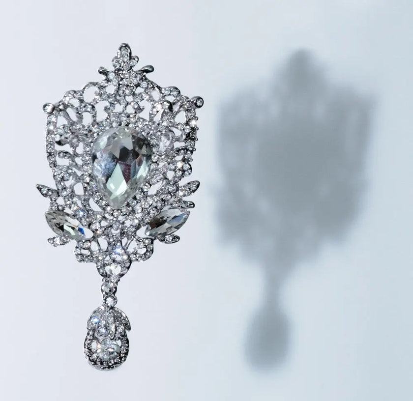 silver stone brooch for hijabs