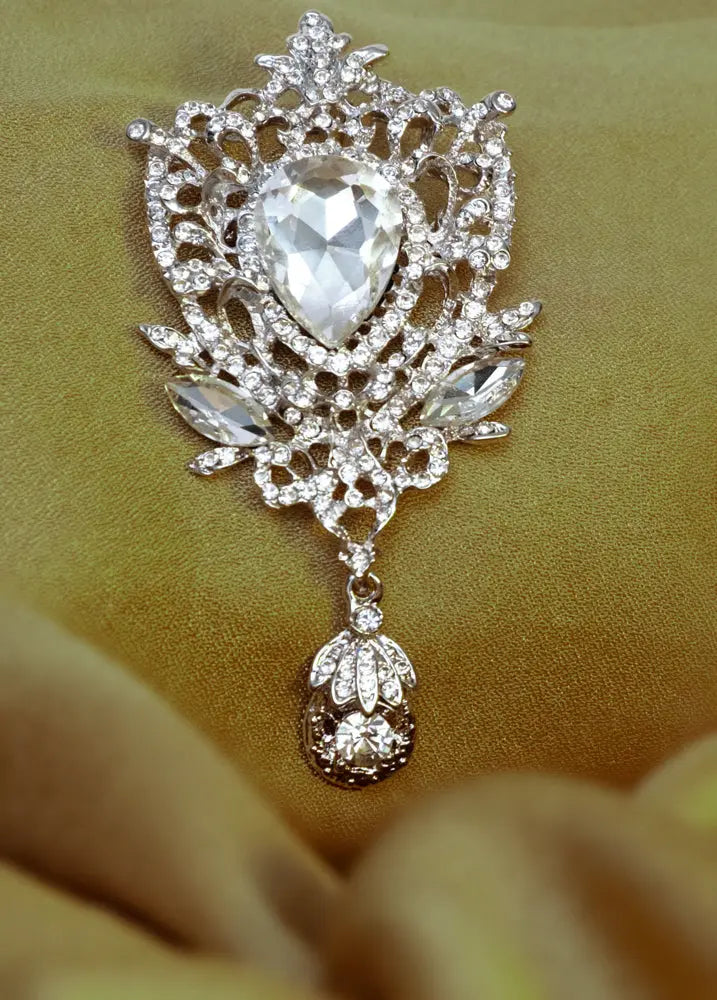 silver stone brooch for hijabs